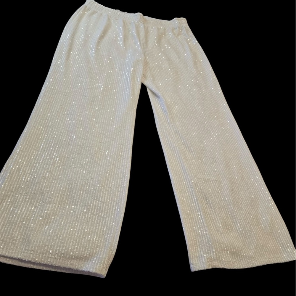 Elegant White Sequin Women's Pantsuit - Picture 5 of 6